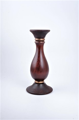 29 cm Bordo Ahşap Tombul Kütük Mumluk