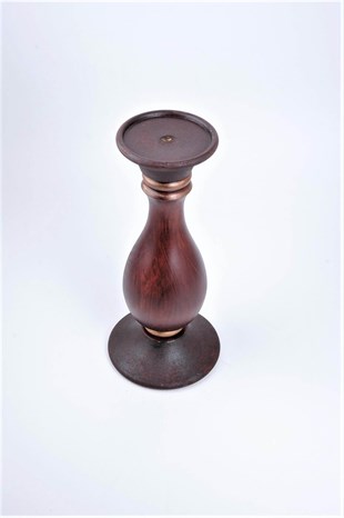 29 cm Bordo Ahşap Tombul Kütük Mumluk