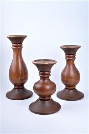 29 cm Kahve Ahşap Tombul Kütük Mumluk