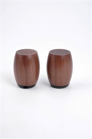 2li Ahşap Mini Bluetooth Hoparlör Seti Ceviz Renk