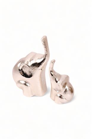 2li Gümüş Fil Metal Dekor