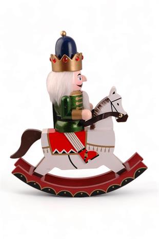 30 cm Sallanan Atlı Ahşap Fındıkkıran Asker Dekor Yeşil