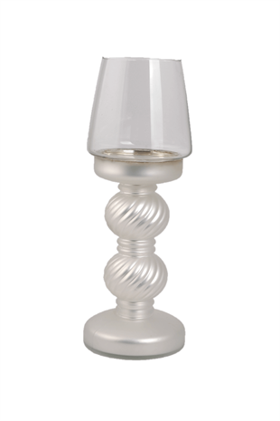 30cm Antik Aynalı Cam Ayaklı Mumluk