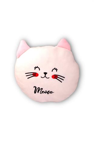 30cm Beyaz Polar Kedi Kafası Yastık