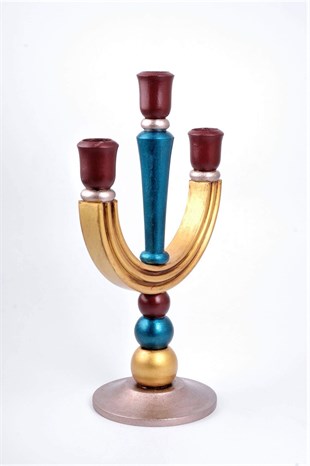 31 cm 3 Kollu Ahşap Şamdan Mumluk