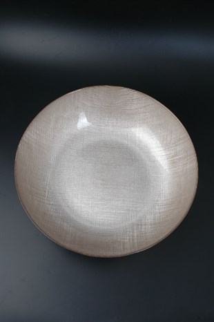 32cm Bej Yaldızlı Derin Cam Salata Kasesi	