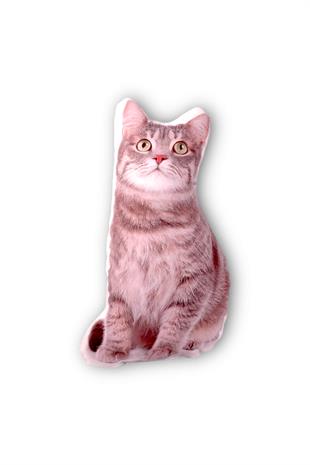 35 cm Gri Kedi Sarı Gözlü Yastık