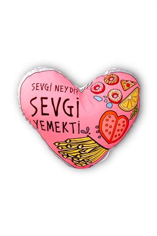 35cm Sevgi Yemekti Kalp Yastık