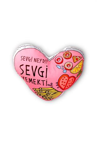 35cm Sevgi Yemekti Kalp Yastık