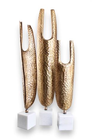 3lü Aden Metal Eskitme Traverten Kaideli Dekor Odine