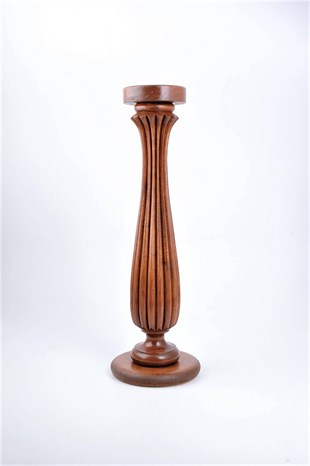42 cm Kahve Ahşap Oluklu Kütük Mumluk