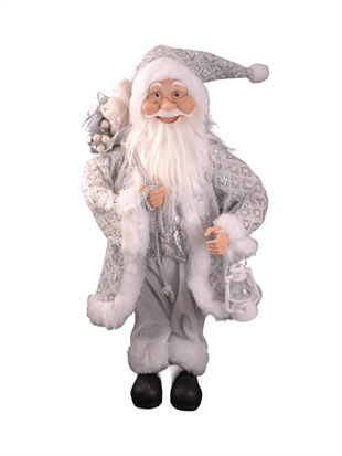 45cm Gümüş Kıyafetli Ayakta Noel Baba