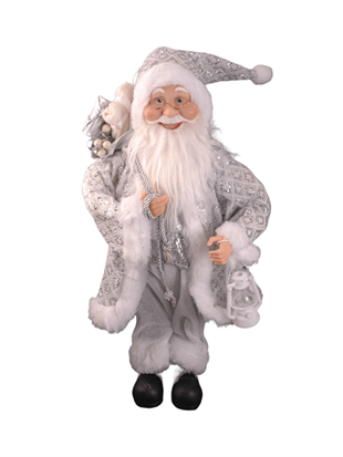 45cm Gümüş Kıyafetli Ayakta Noel Baba