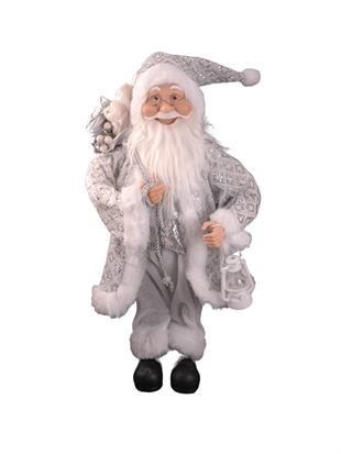 45cm Gümüş Kıyafetli Ayakta Noel Baba