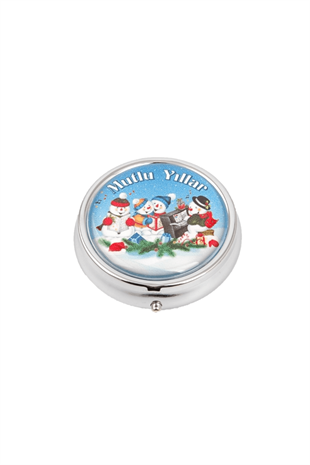 5 cm Metal Mavi Kardan Adam Desenli İlaç Kutusu