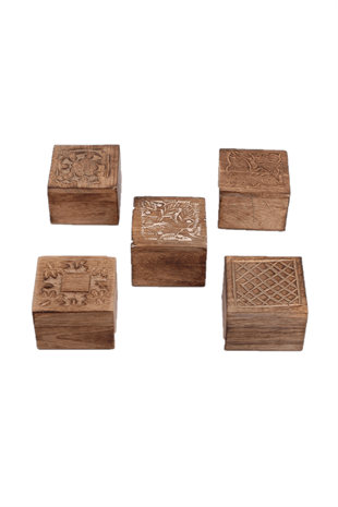 7x7 Ahşap Kabartma Desenli Kare Kutu