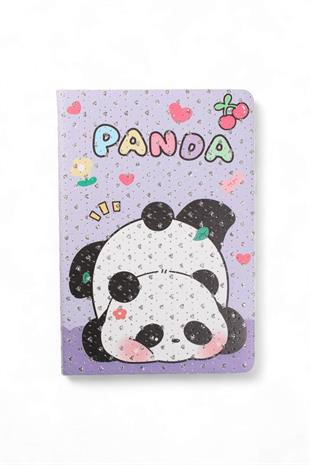 A5 Nokta Simli  Mor Panda Defter