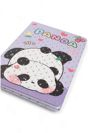 A5 Nokta Simli  Mor Panda Defter