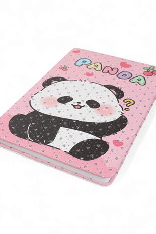 A5 Nokta Simli  Pembe Panda Defter