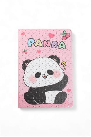 A5 Nokta Simli  Pembe Panda Defter