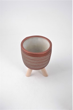 Ahşap Ayaklı Küçük Boy Beton Saksı No 5