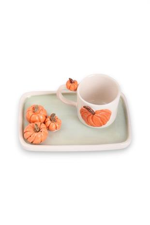 Balkabağı Motifli  115mL El Yapımı Seramik Kahve Fincanı No:1