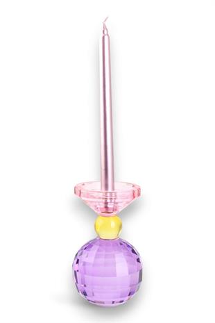 17cm Kristal Top Mumluk Mor Pembe