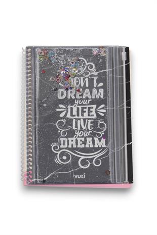 Dont Dream Your Life Lıve Your  Dream  Desenli Sulu Kalemlikli A5 Defter