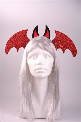 Kırmızı Yarasa Kanatlı Halloween Taç
