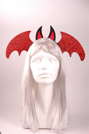 Kırmızı Yarasa Kanatlı Halloween Taç