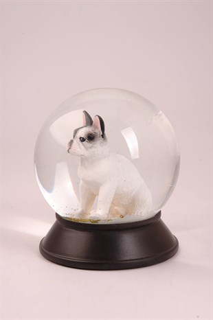 Koleksiyon Serisi Beyaz French Bulldog Köpekli  Kar Küresi