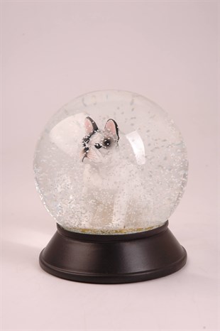 Koleksiyon Serisi Beyaz French Bulldog Köpekli  Kar Küresi