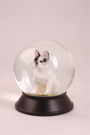 Koleksiyon Serisi Beyaz French Bulldog Köpekli  Kar Küresi