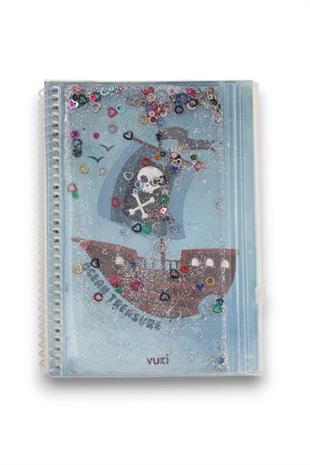 Korsan Gemisi Desenli Sulu Kalemlikli A5 Defter