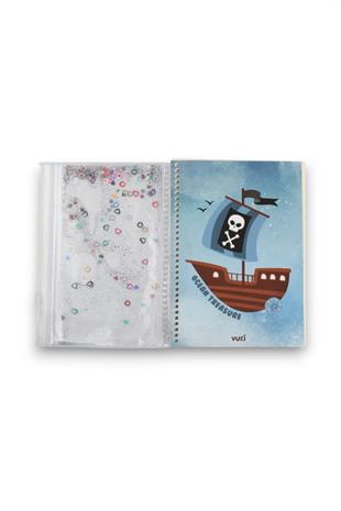 Korsan Gemisi Desenli Sulu Kalemlikli A5 Defter