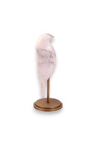 Küçük Mermer Kuş Metal Kaideli Dekor
