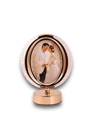Oval Çerçeveli Kristal Dore USB Işıklı Dekor Lamba