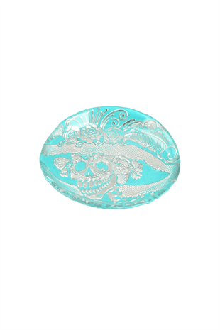 Oval Turkuaz Kurukafa Servis 18x20cm