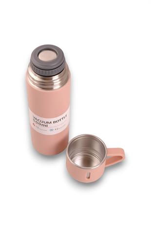Pembe Bardaklı Termos Matara Seti 500ml