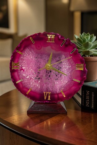 Pembe Kuvars  Tonlu  Akik Masa Saati A46