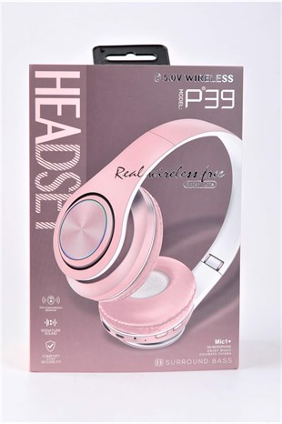 Pembe Macaron Bluetooth Kulaklık P39