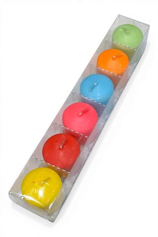 Renkli Kokusuz  6Lı Bonbon Mum