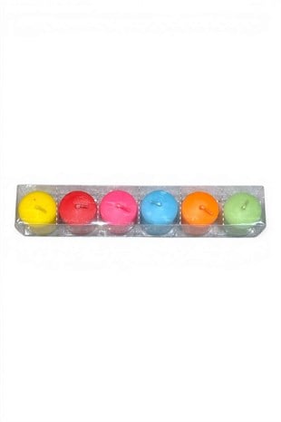 Renkli Kokusuz  6Lı Bonbon Mum