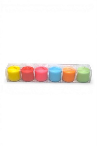 Renkli Kokusuz  6Lı Bonbon Mum
