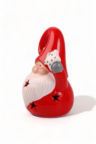 Seramik Kıvrık Şapka İçten Işıklı Noel Baba Biblo 23004