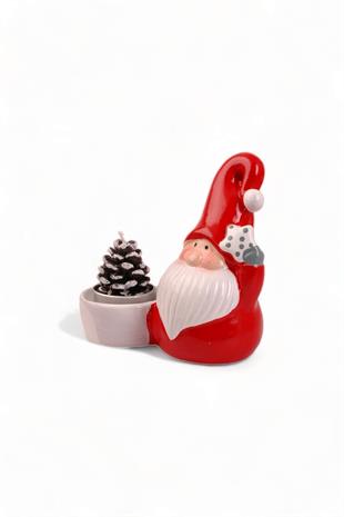 Seramik Kozalak Mumlu Noel Baba Mumluk 23008