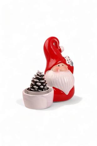 Seramik Kozalak Mumlu Noel Baba Mumluk 23008
