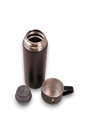 Siyah Bardaklı Termos Matara Seti 500ml