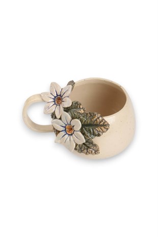 Stoneware Çiçekli  Kahve Fincanı No:1