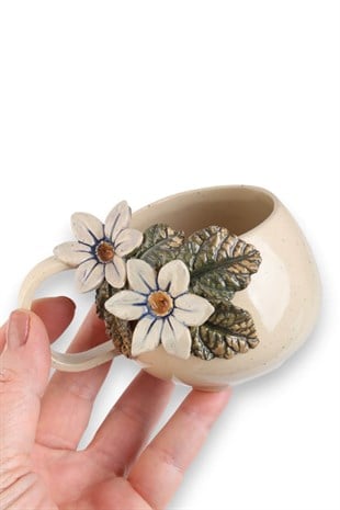 Stoneware Çiçekli  Kahve Fincanı No:1
